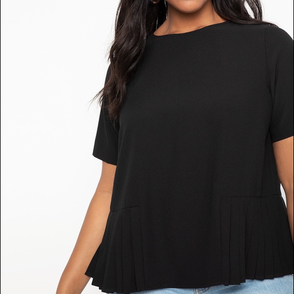 Eloquii Pleated Hem Blouse in Black Size 14 NWT - Picture 2 of 12